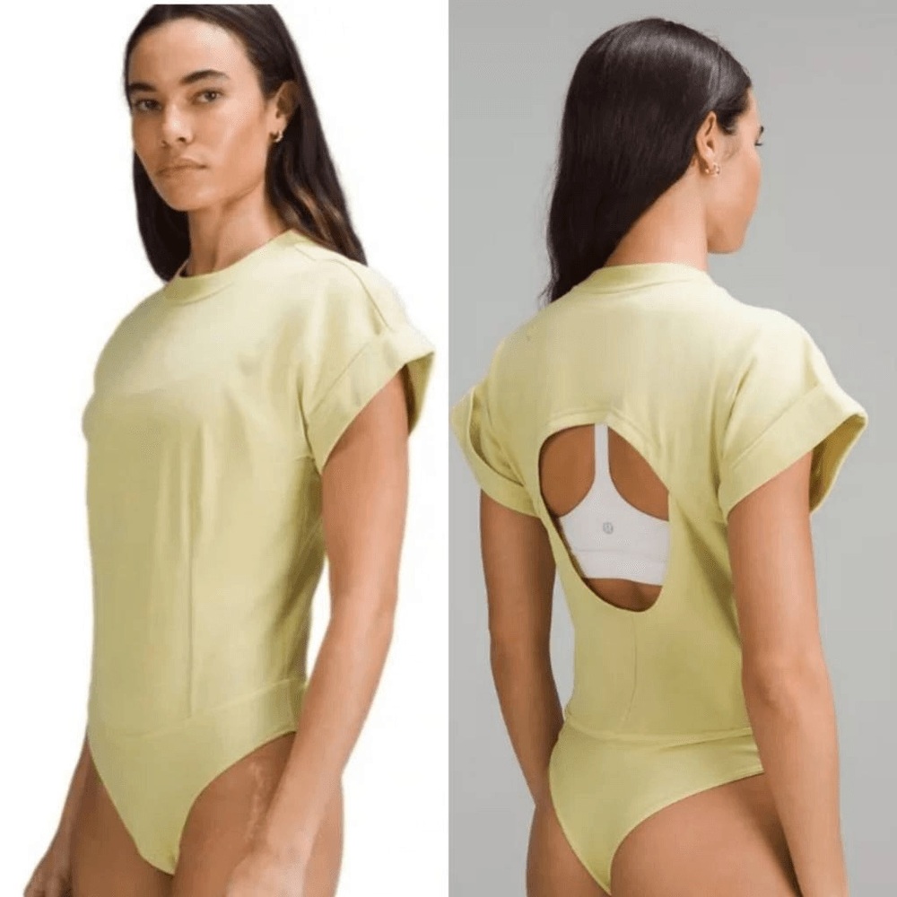 Lululemon Heavyweight Cotton T-Shirt Bodysuit In Finch Yellow. M